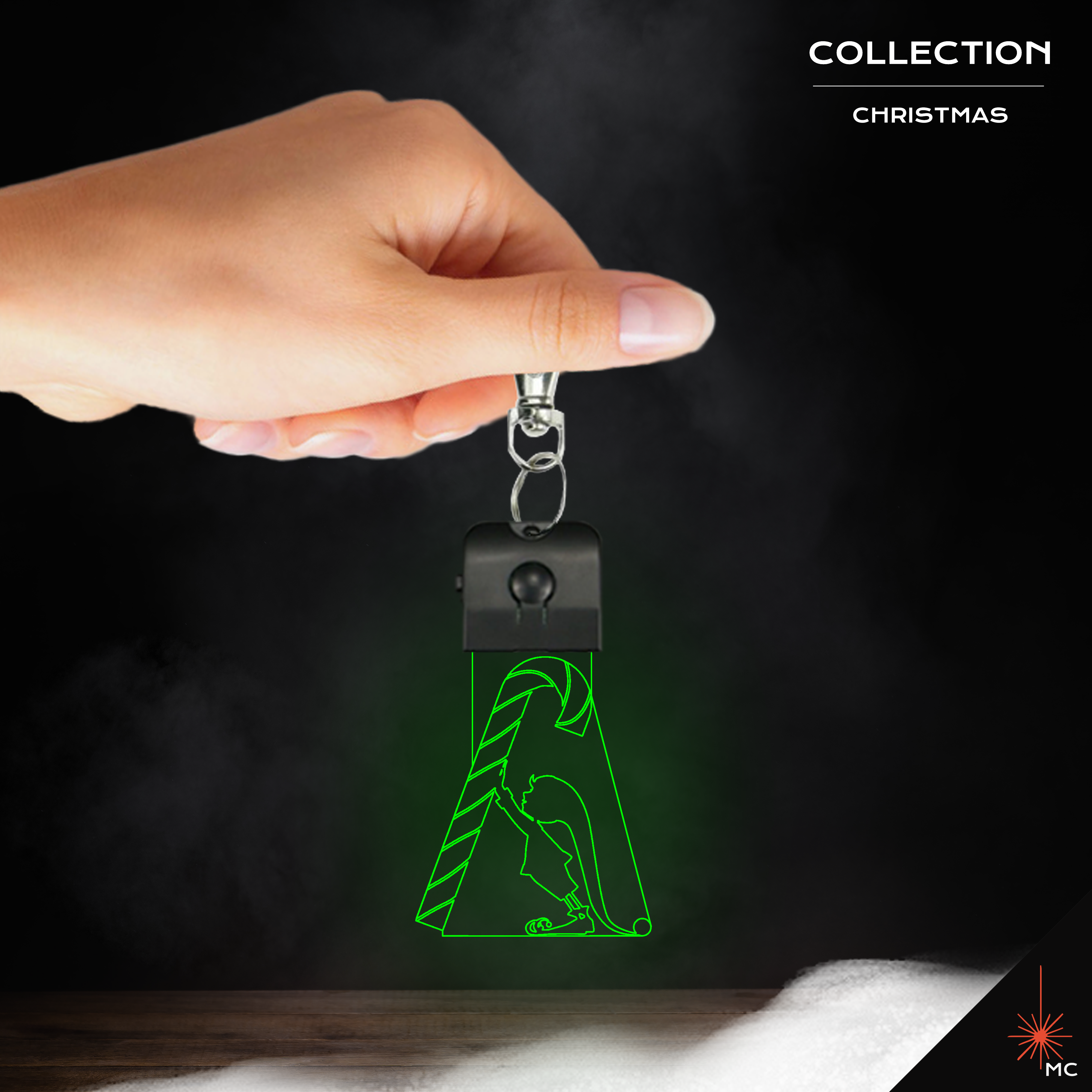 LED Keychain - Elf w/ Candy Cane (Christmas)