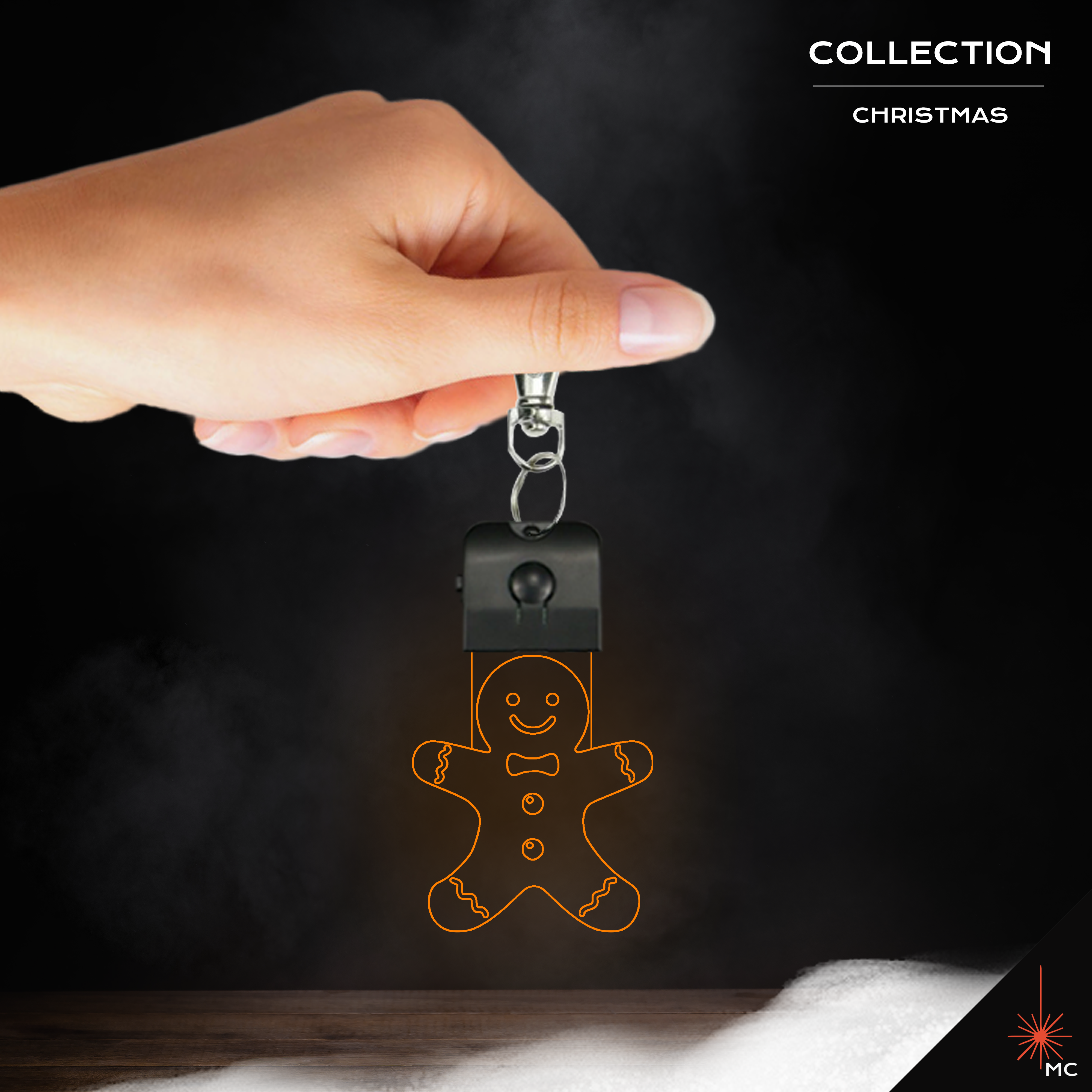 LED Keychain - Gingerbread Man (Christmas)