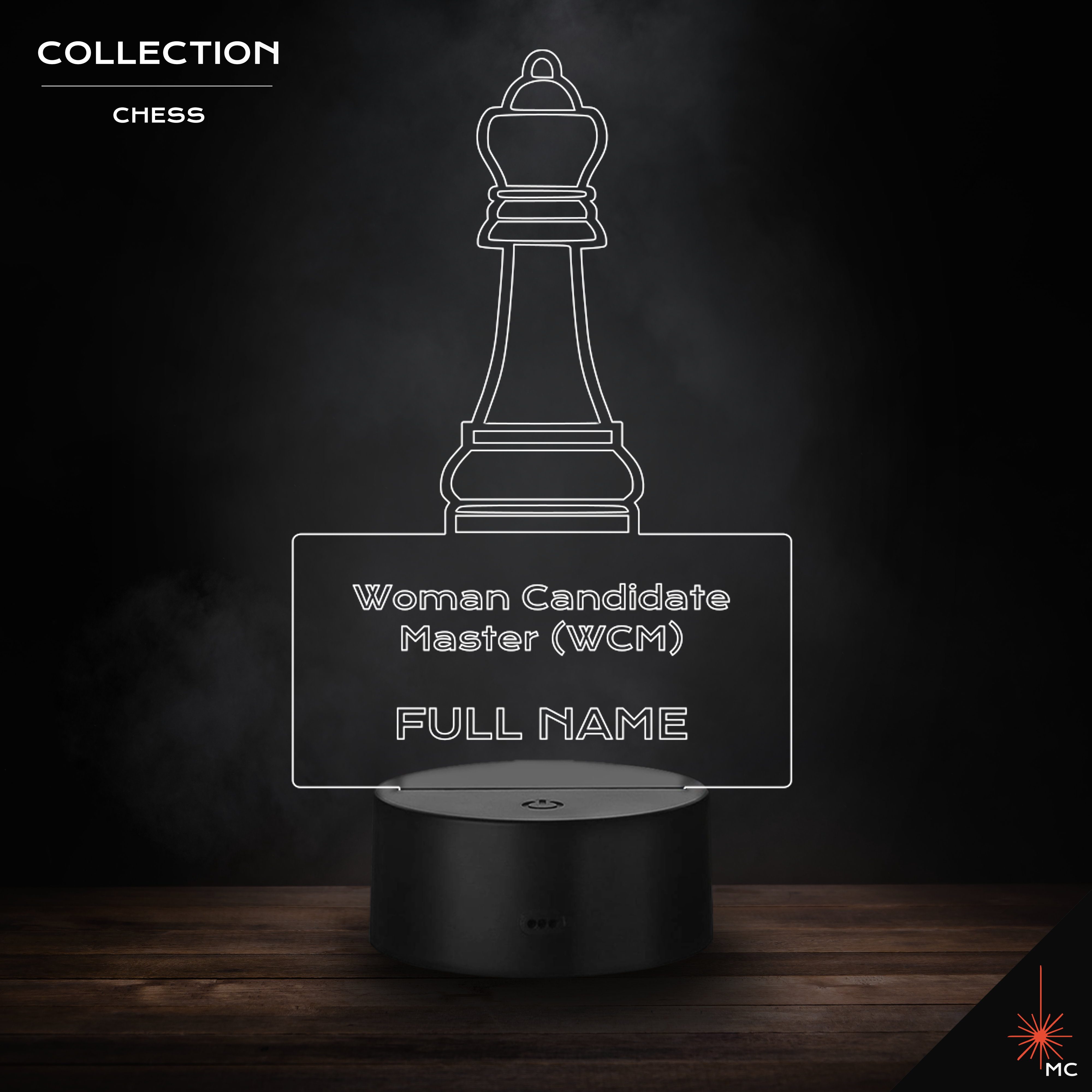 LED Lamp - Woman Candidate Master (WCM) + Full Name (Chess)