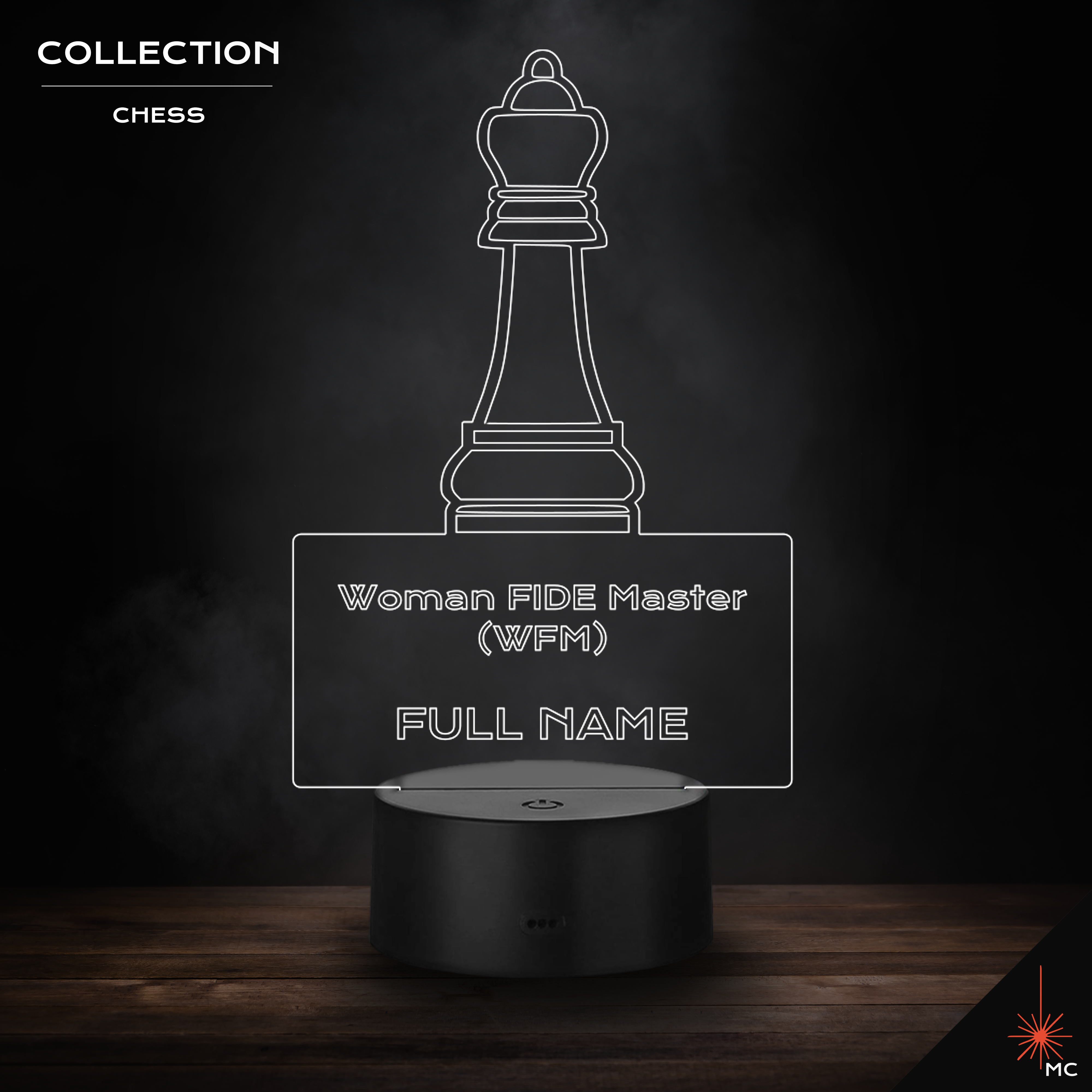 LED Lamp - Woman FIDE Master (WFM) + Full Name (Chess)