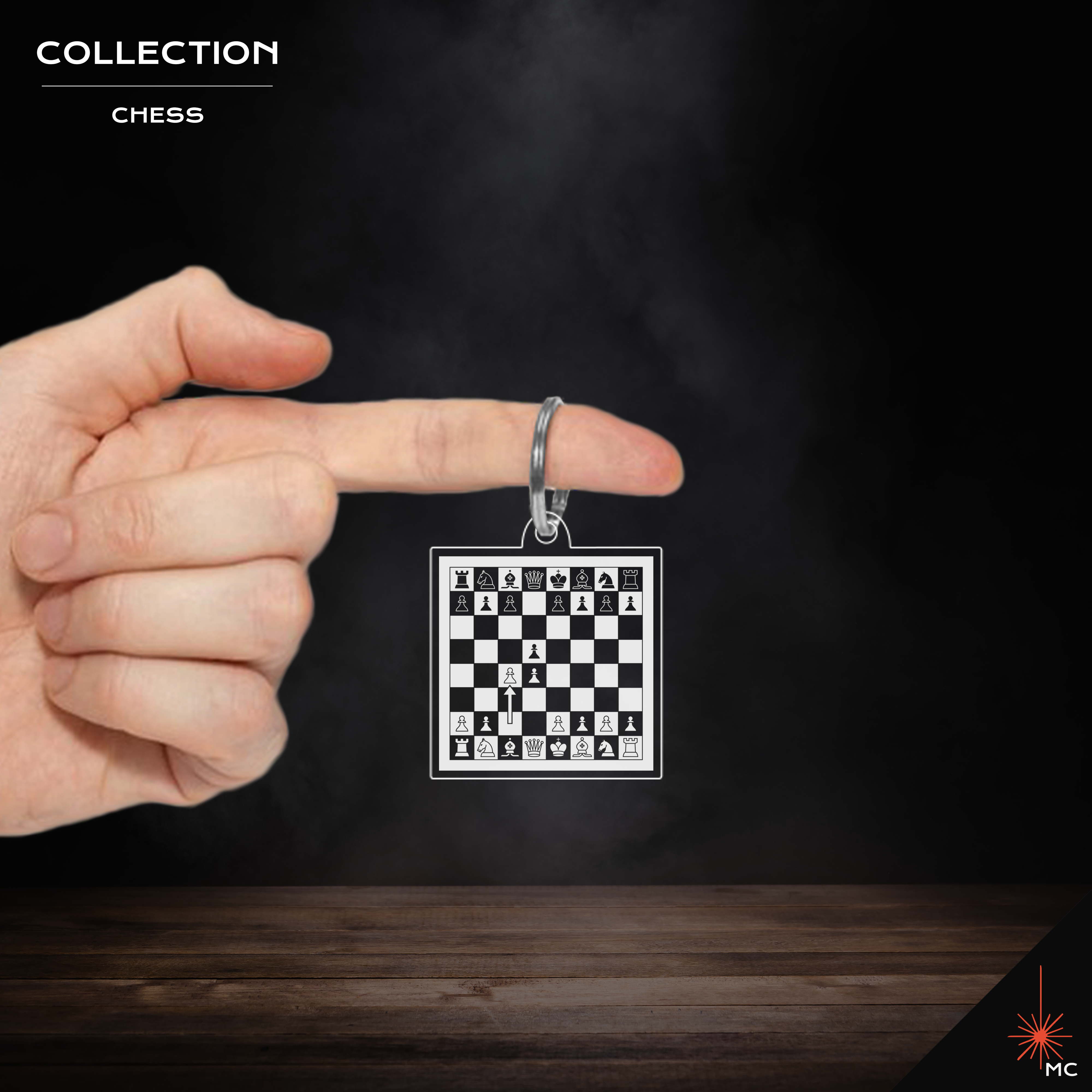 Keychain - Queen's Gambit Opening (Chess)