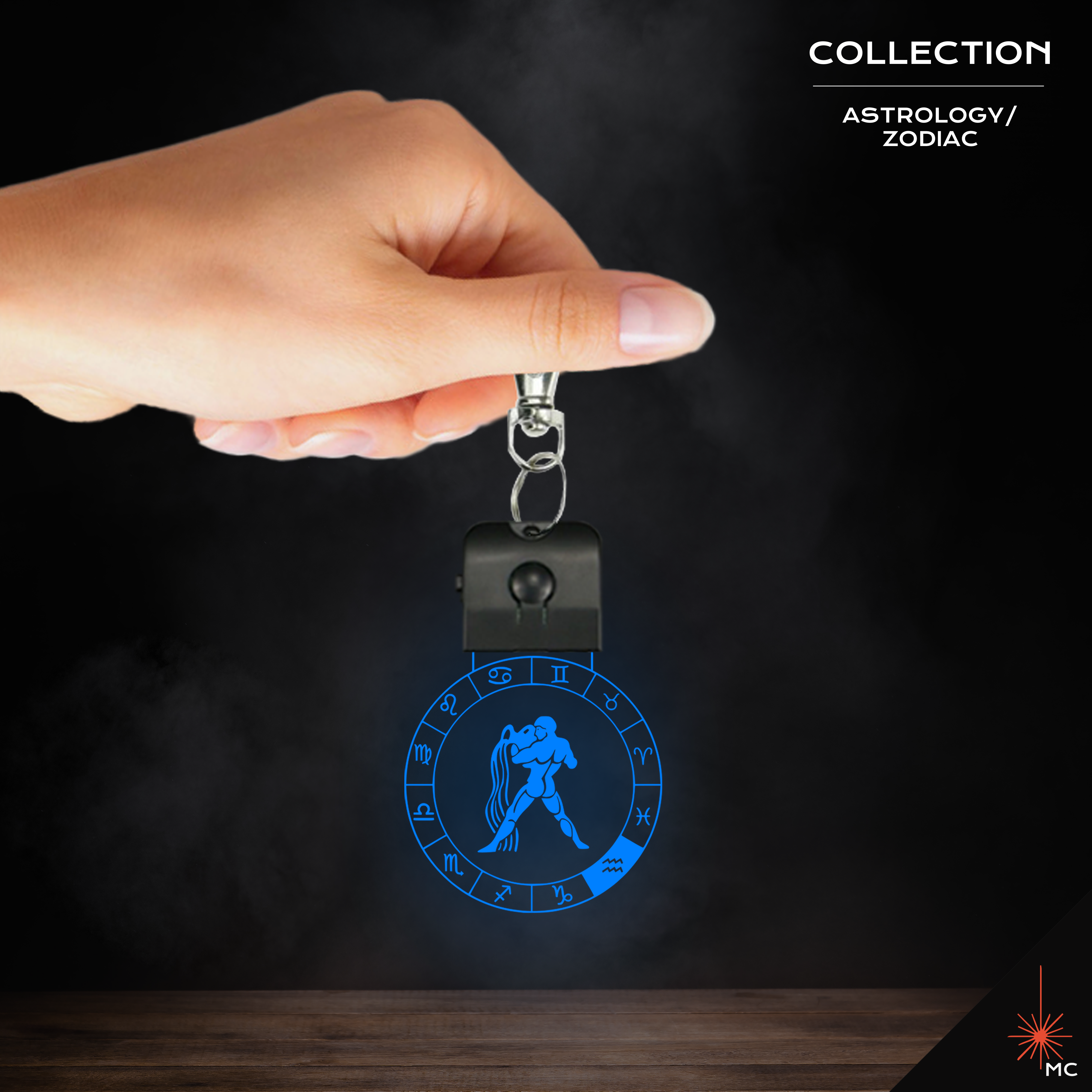 LED Keychain - Aquarius (Astrology / Zodiac)