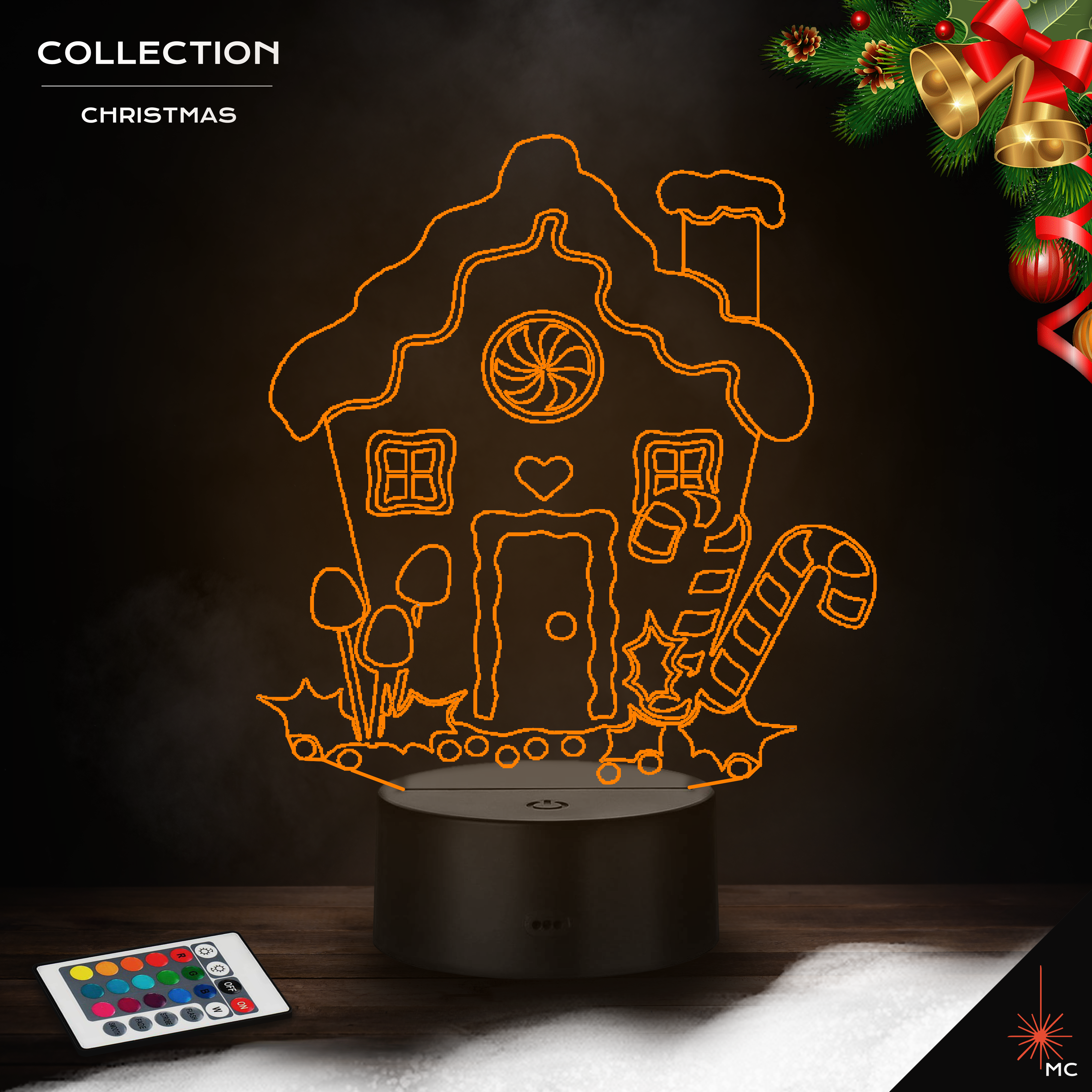 LED Lamp - Gingerbread House (Christmas)