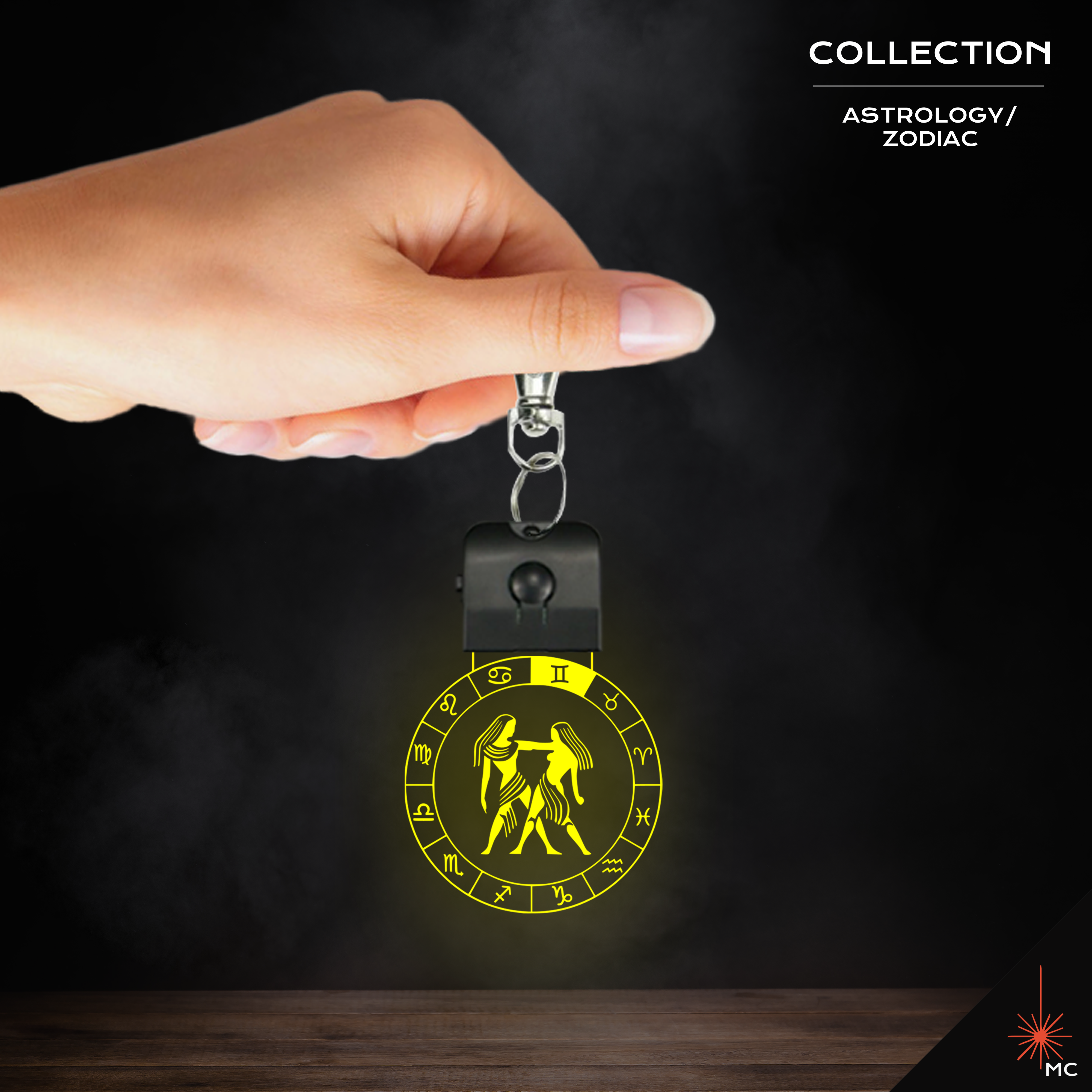 LED Keychain - Gemini (Astrology / Zodiac)