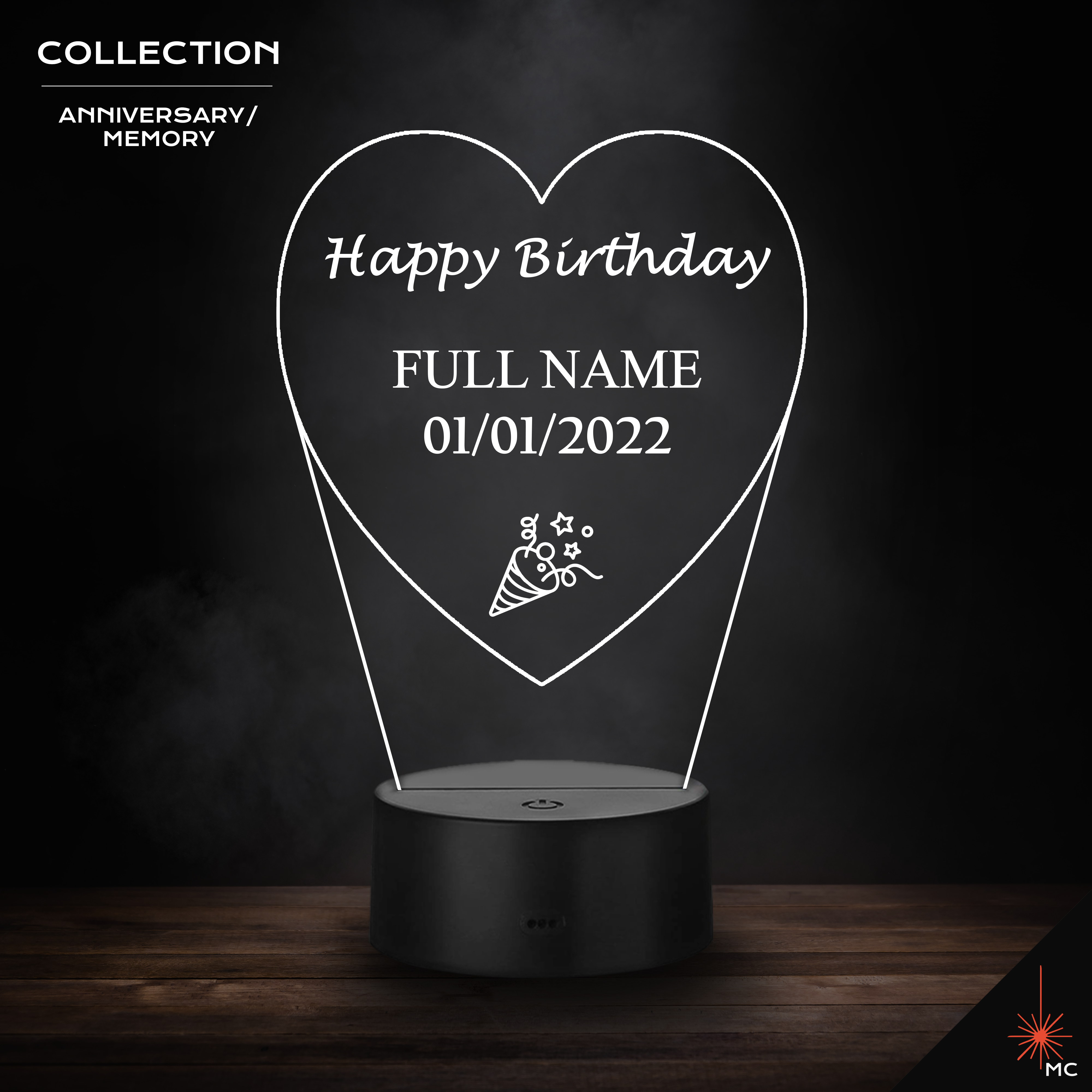 LED Lamp - Happy Birthday (Anniversary / Memory)