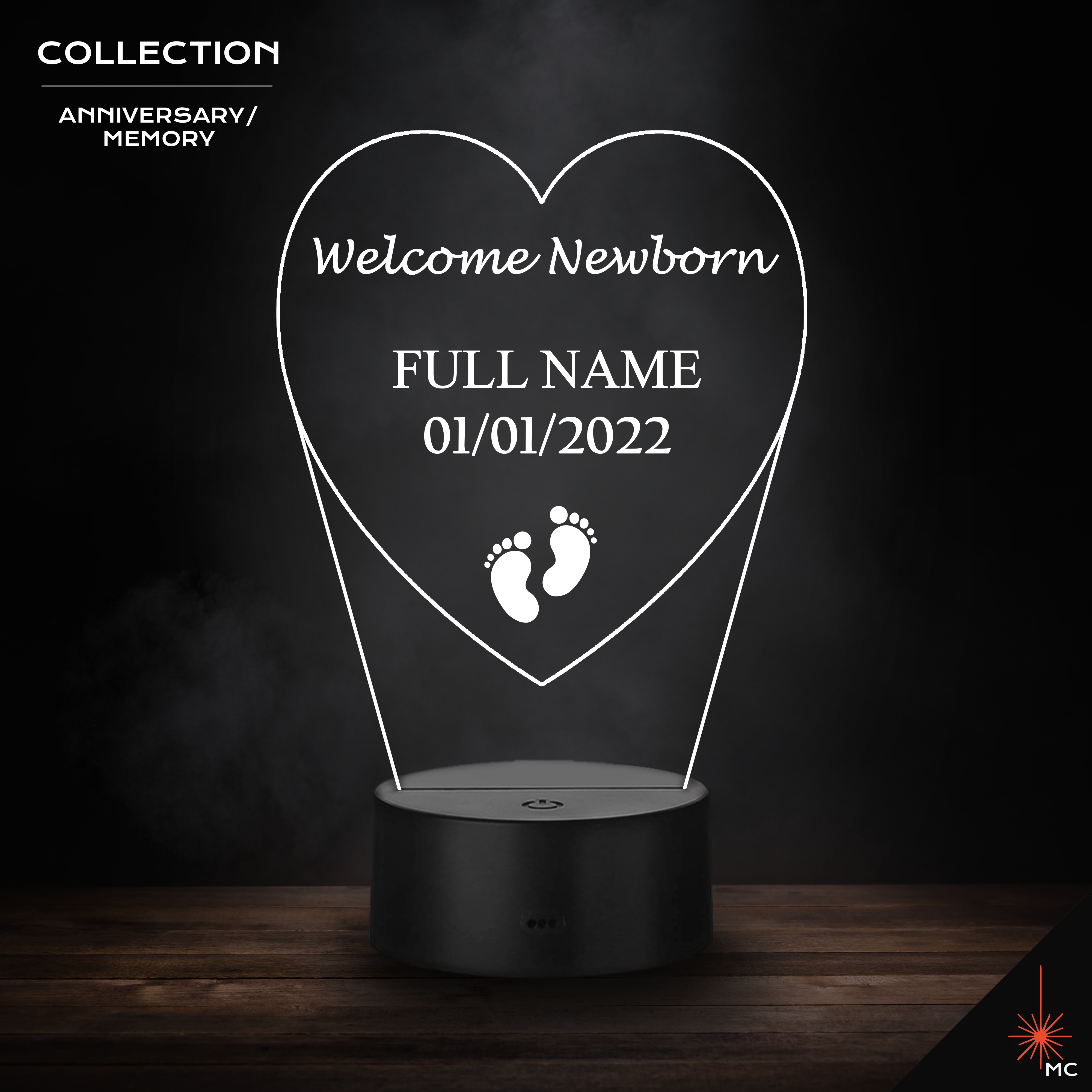 LED Lamp - Welcome Newborn (Anniversary / Memory)