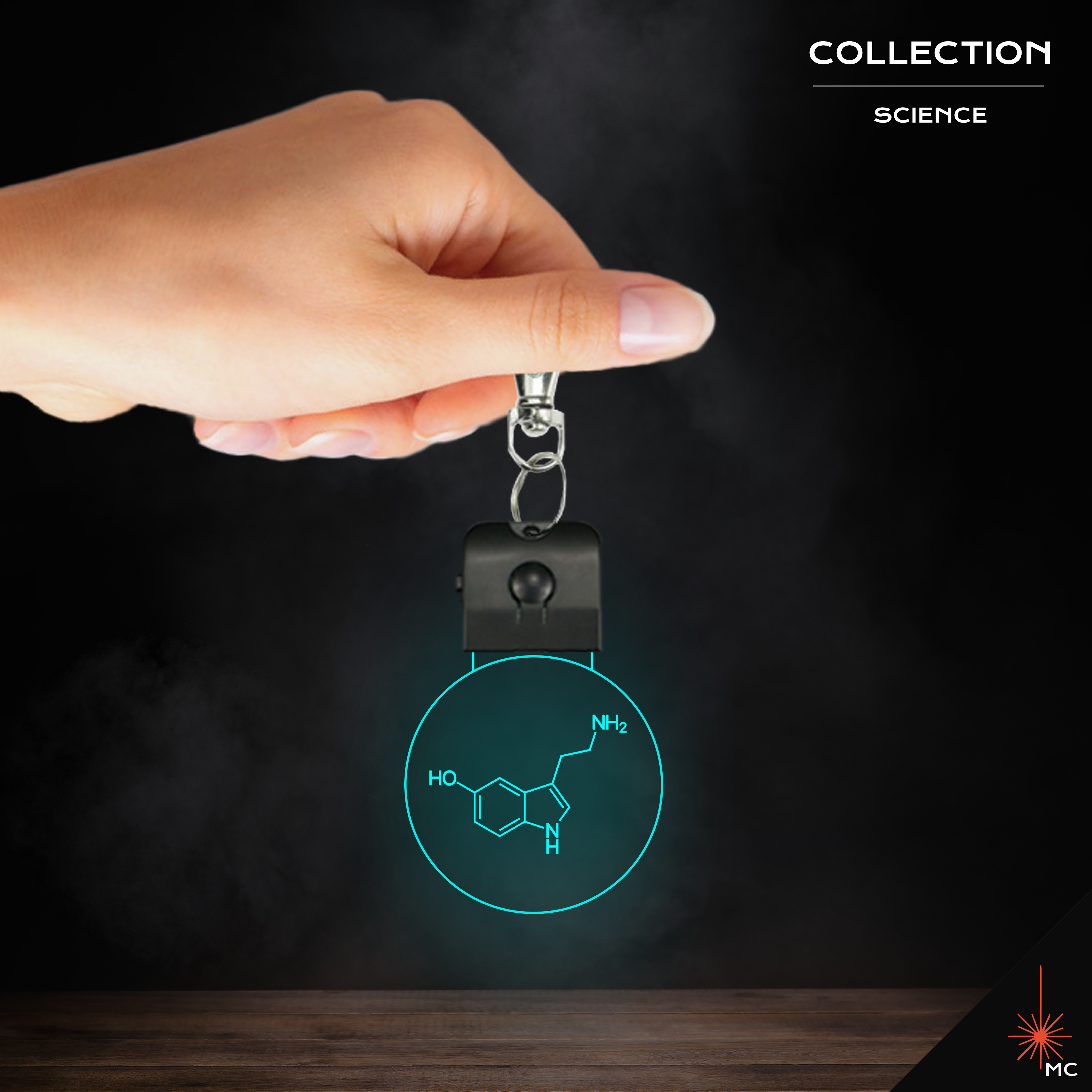 LED Keychain - Serotonin Molecule (Science)