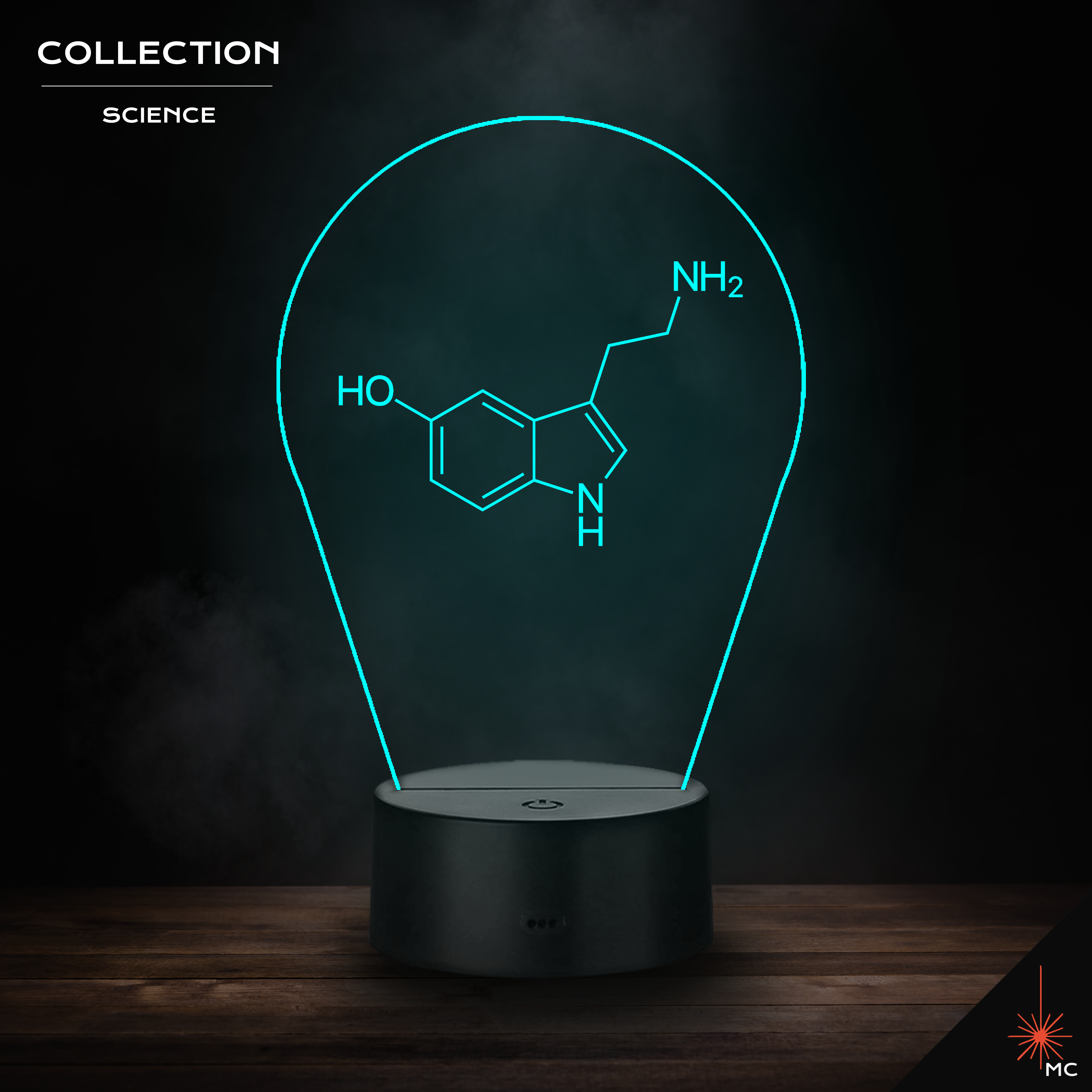 LED Lamp - Serotonin Molecule (Science)