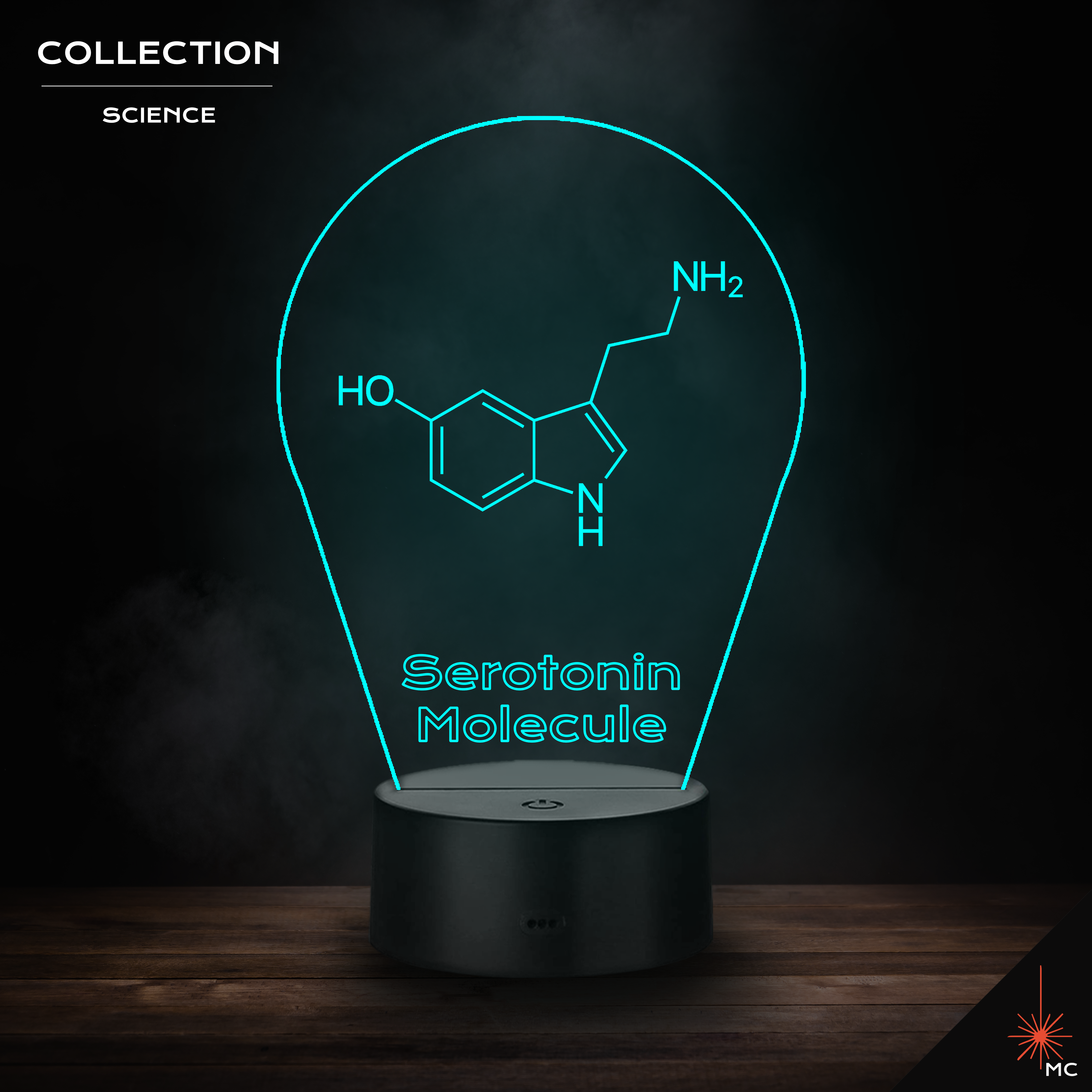 LED Lamp - Serotonin Molecule (Science)